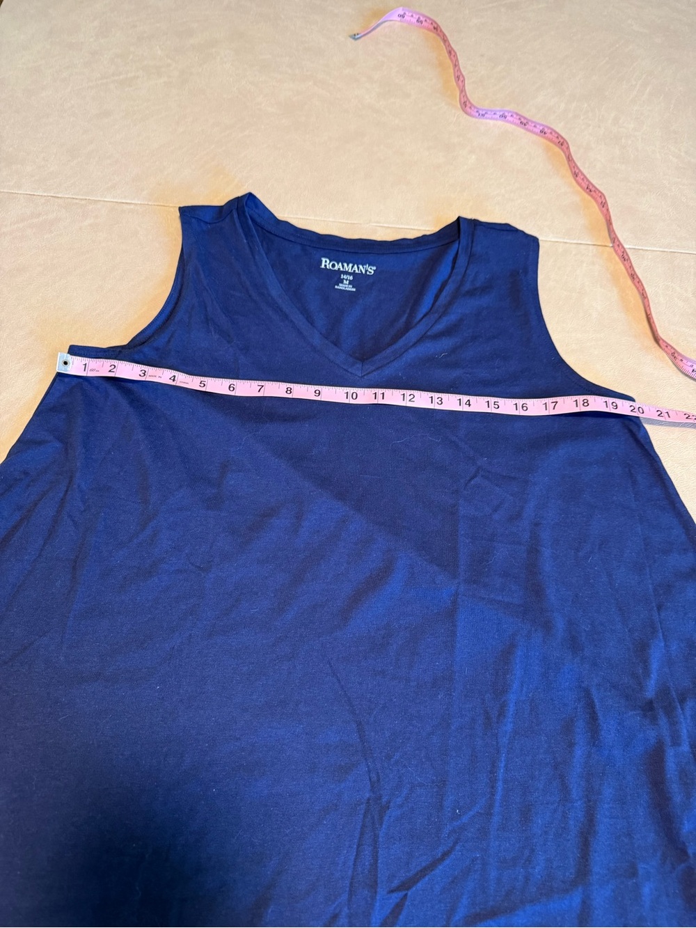 Roaman's Cobalt blue V- Neck Sleeveless Top